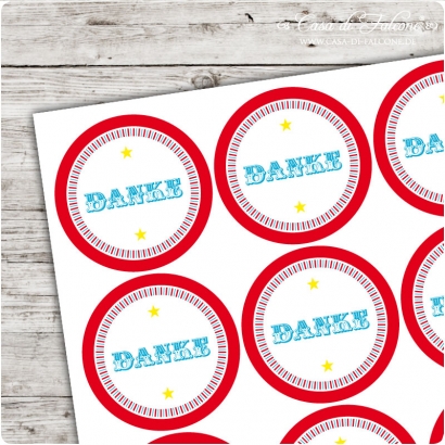 Motivaufkleber Zirkus Danke rot