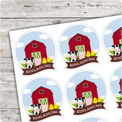 Motivaufkleber Bauernhof Einladung