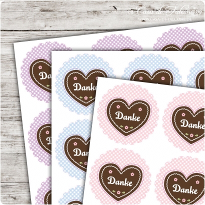 Motivaufkleber Lebkuchenherz Danke