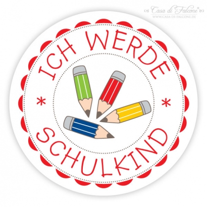 Aufkleber "Schulkind" bunte Stifte