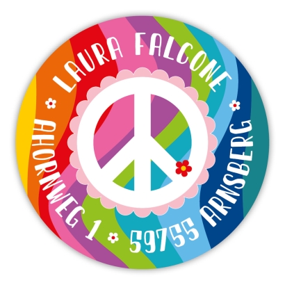 Schulaufkleber I Namensaufkleber fr die Schule Hippie