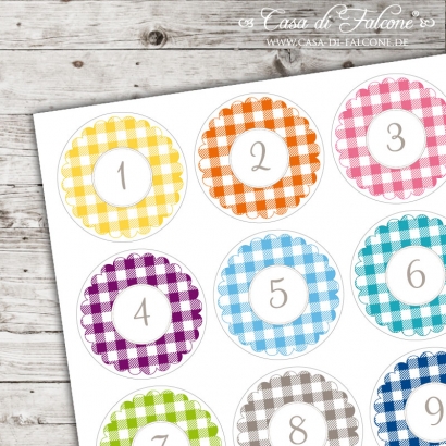 Adventskalender Aufkleber Vichykaro bunt