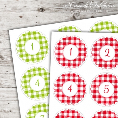 Adventskalender Aufkleber Vichykaro Farbwahl