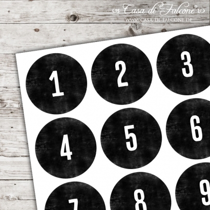 Adventskalender Zahlen Aufkleber, Chalkboard