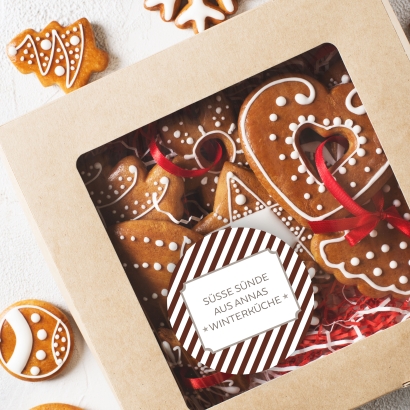 Weihnachtsaufkleber Stripes personalisiert