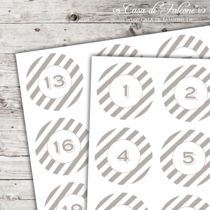 Adventskalender Aufkleber Stripes - Farbwahl