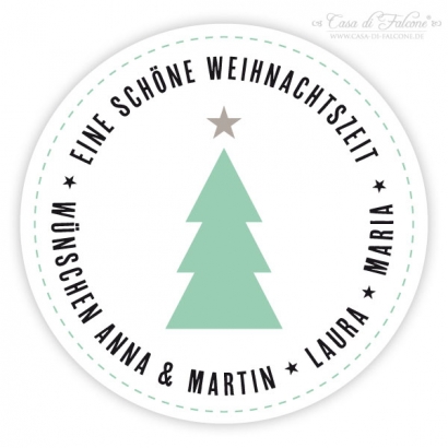 Personalisierte Aufkleber Weihnachten, Tannenbaum modern