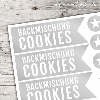 Motivaufkleber - Backmischung Cookies Fhnchen