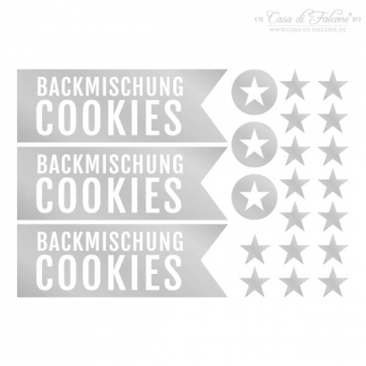 Motivaufkleber - Backmischung Cookies Fhnchen