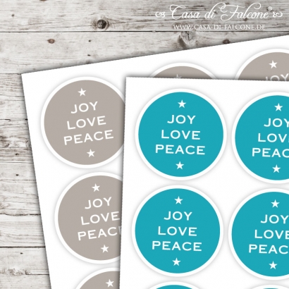 Weihnachtsaufkleber joy love peace