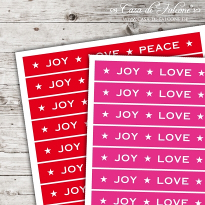 Textaufkleber - stretched - joy love peace