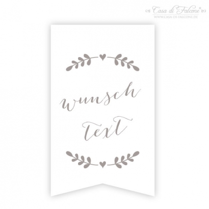 Hochzeitsaufkleber Ranke mit Wunschtext