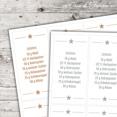 Motivaufkleber Typo Star Zutaten Brownie