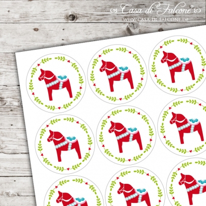 Motivaufkleber Dala Pferd