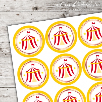 Motivaufkleber Zirkuszelt gelb