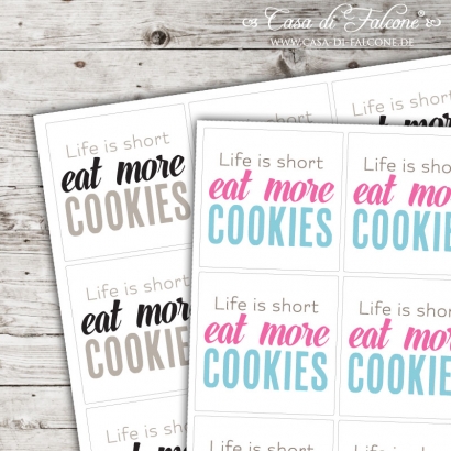 Motivaufkleber Typo Eat more Cookies