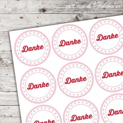 Aufkleber Danke rund, rot