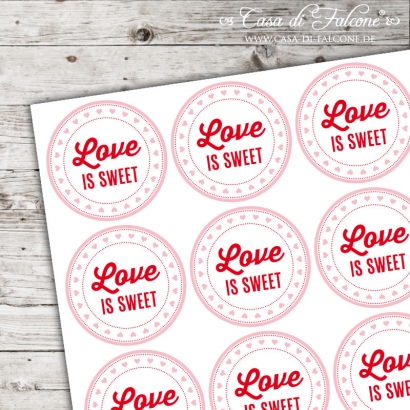 Motivaufkleber Love is sweet rot