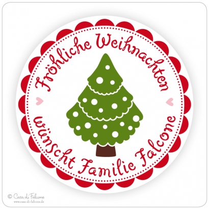 Personalisierte Weihnachtsaufkleber Tannenbaum