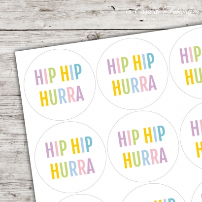 Textaufkleber bunt hip hip hurra
