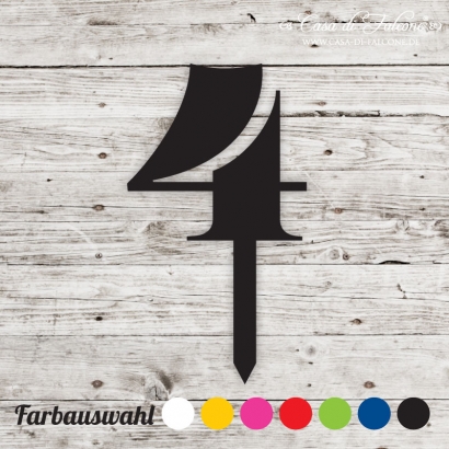 Cake topper Serif Zahl 4