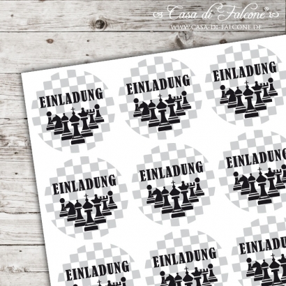 Motivaufkleber Schach Einladung