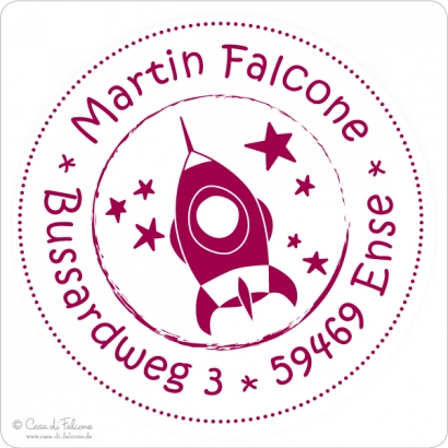 Kinderadressstempel Rakete