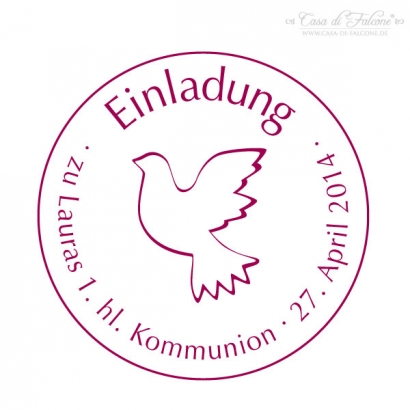 personalisierter Stempel zur Kommunion Taube