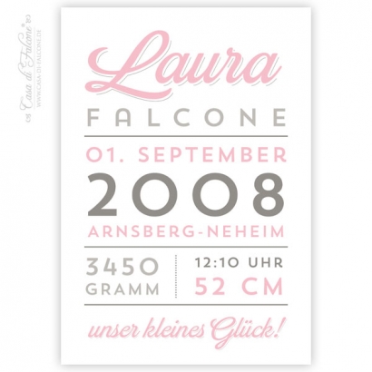 Personalisiertes Poster mit Geburtsdaten, retro girl
