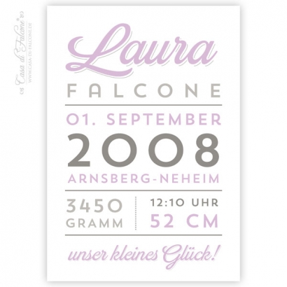 Personalisiertes Poster mit Geburtsdaten, retro girl