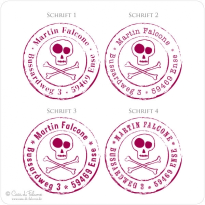 Kinderadressstempel Totenkopf