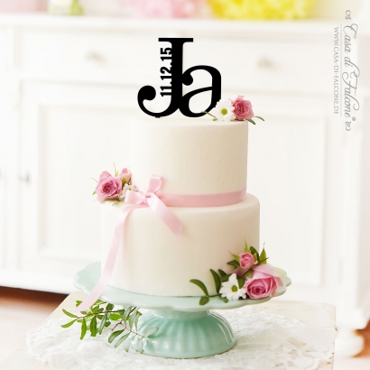 Hochzeit Cake Topper personalisiert Ja, serif