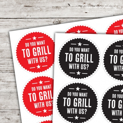 Motivaufkleber Do you want to grill with us