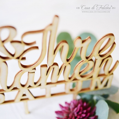 Hochzeit Cake topper, personalisiert mit Namen Klassik III