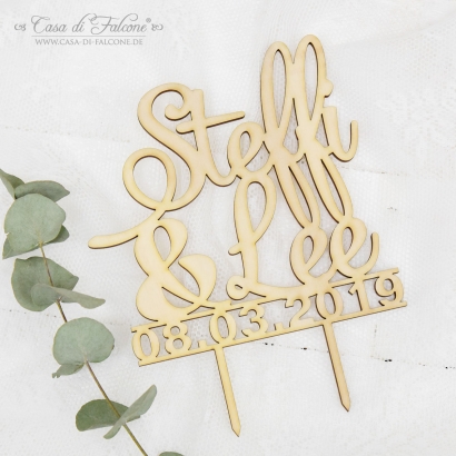 Hochzeit Cake topper, personalisiert mit Namen Klassik III