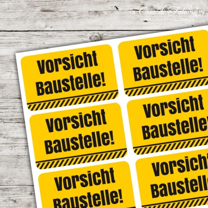 Motivaufkleber Vorsicht Baustelle!