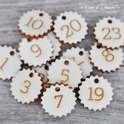 Holzanhnger - Adventskalender Zahlen - zacken