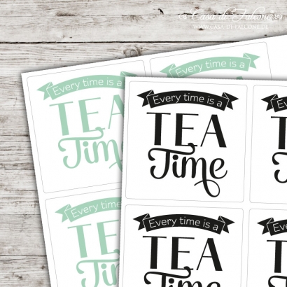 Motivaufkleber Typo - Every time is a tea time