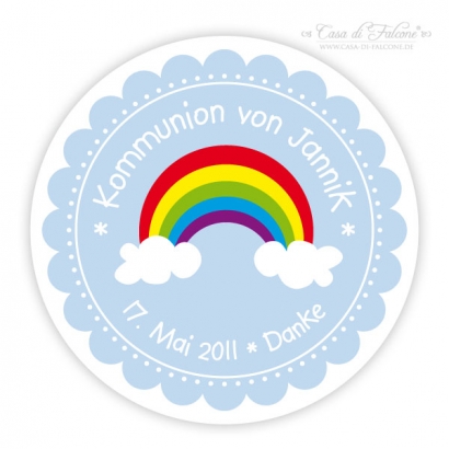 Aufkleber zur Taufe Regenbogen, personalisiert