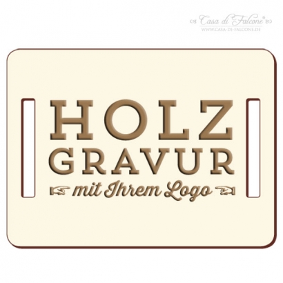 Holzanhnger eckig - mit individueller Logogravur 25er Set