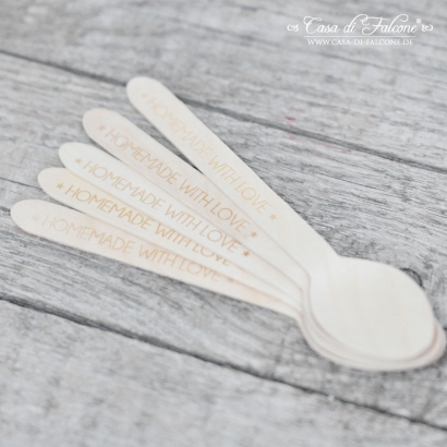 Holzlffel mit Gravur - Homemade with love 10er Set