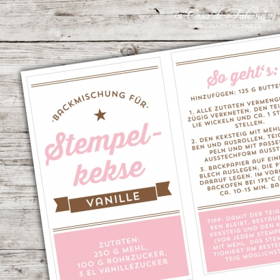 Aufkleber Retro V - Backmischung Stempelkekse - Vanille
