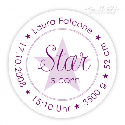 Personalisierte Aufkleber zur Geburt- a star is born