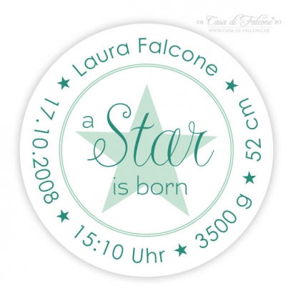 Personalisierte Aufkleber zur Geburt- a star is born