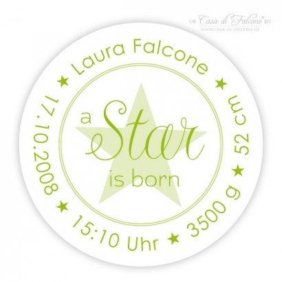 Personalisierte Aufkleber zur Geburt- a star is born