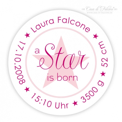 Personalisierte Aufkleber zur Geburt- a star is born