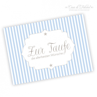 Postkarte zur Taufe, blau