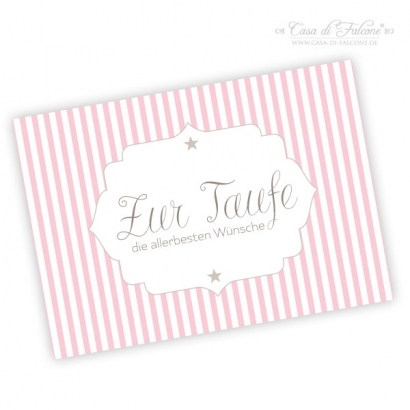 Postkarte zur Taufe, rosa