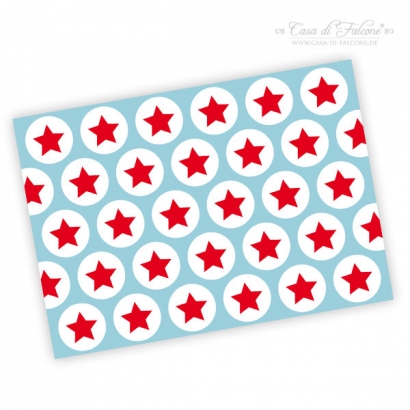 Postkarte stars, rot-trkis