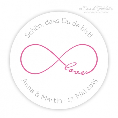 Personalisierte Hochzeitsaufkleber fr Gastgeschenke, Infinity